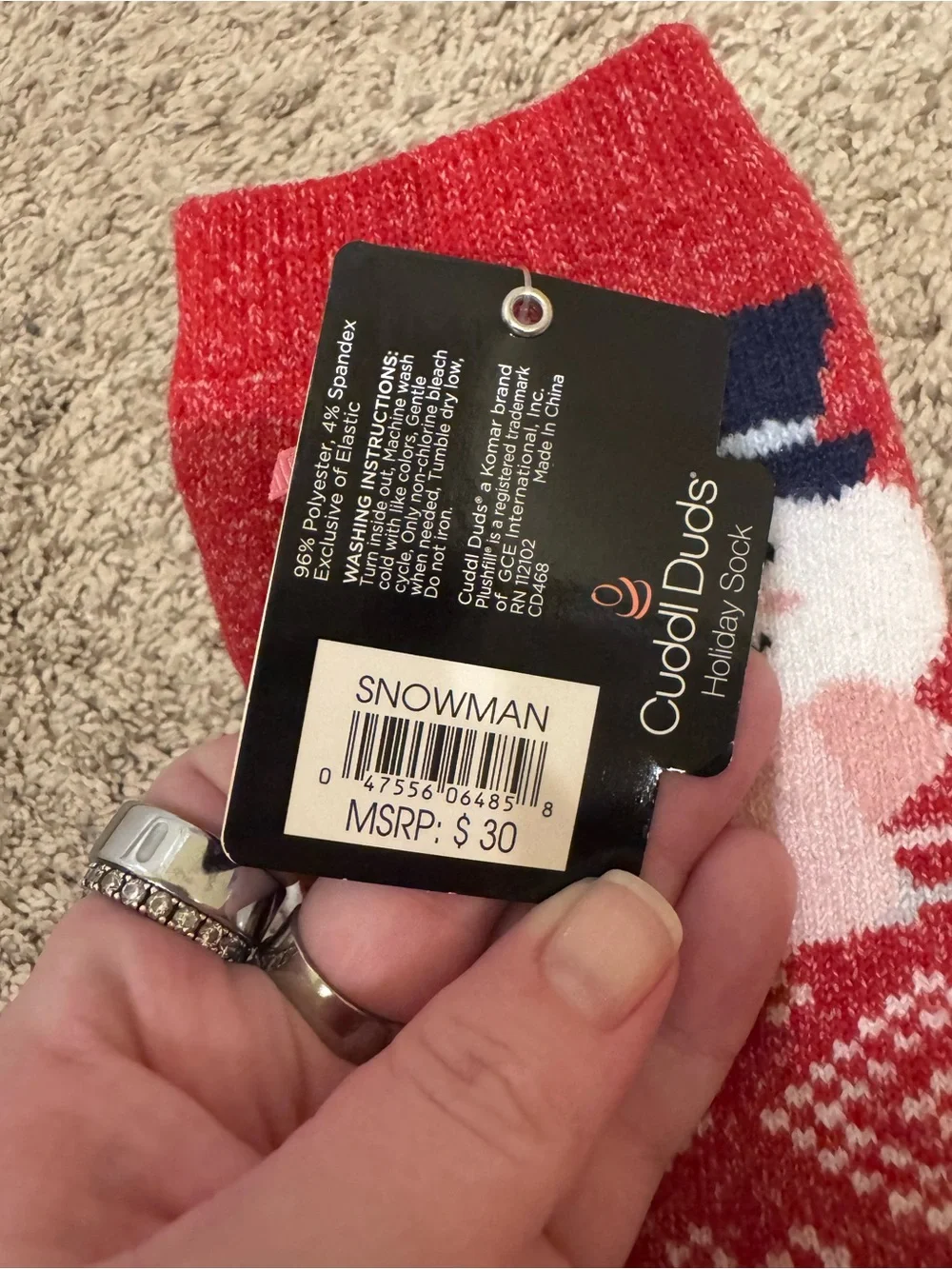 Cuddl Duds 2 pack socks - Red Snowman Pattern Socks & Polka Dot